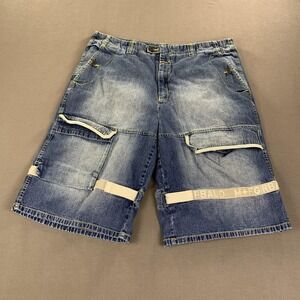 Marithe Francois Girbaud Shorts Mens 42 Blue Denim Cargo Shuttle Tape Y2K Baggy